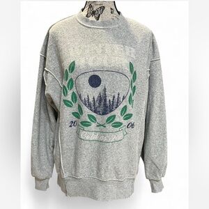 Aerie Winter Tour Graphic Crewneck Sweatshirt XXS Oversized Cozy Gray